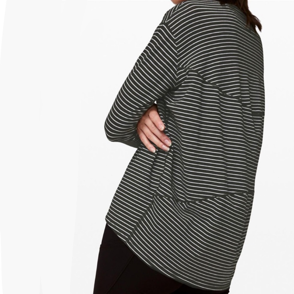lululemon athletica Black and White Striped Long Sleeve Tee